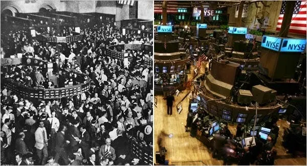 Trading Floor of NYSE: Then and Now